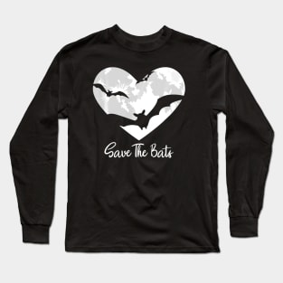 Bat Save The Bats Awareness Appreciation Full Moon Halloween Long Sleeve T-Shirt